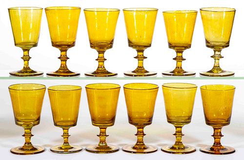 FREE-BLOWN GLASS GOBLETS, LOT OF 12
