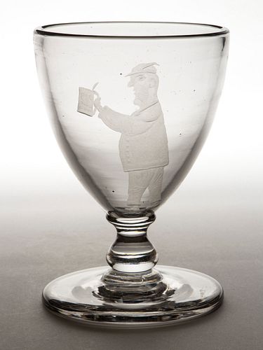 FREE-BLOWN AND ENGRAVED MAN WITH STEIN RUMMER