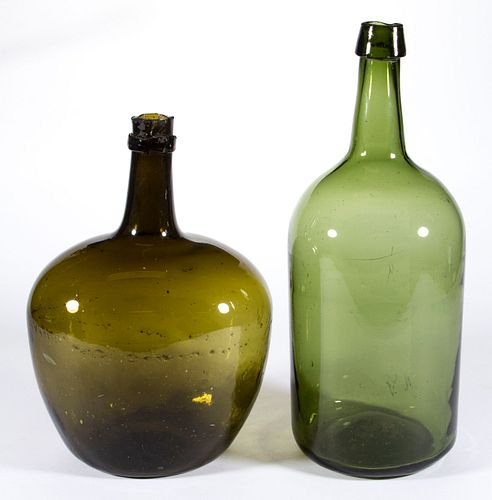 FREE-BLOWN GLASS BOTTLES, LOT OF TWO
