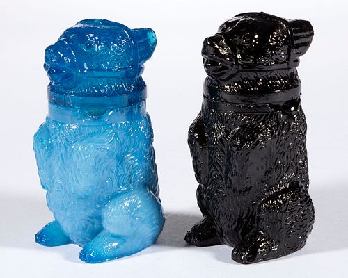 PRESSED MUZZLED BEAR SMALL-SIZE JARS, LOT OF TWO
