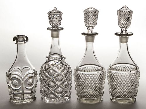 ASSORTED FLINT EAPG DECANTERS, LOT OF FOUR