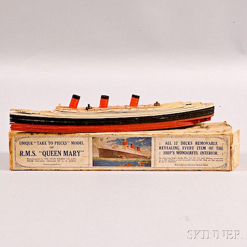 Chad Valley Co. Take to Pieces Model of R.M.S. Queen Mary   with Original Box
