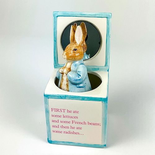 Vintage Schmid Rotating Figure Music Box, Peter Rabbit
