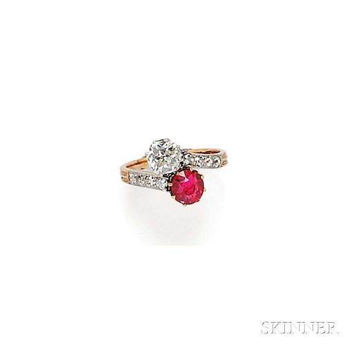 Edwardian Spinel and Diamond Bypass Ring