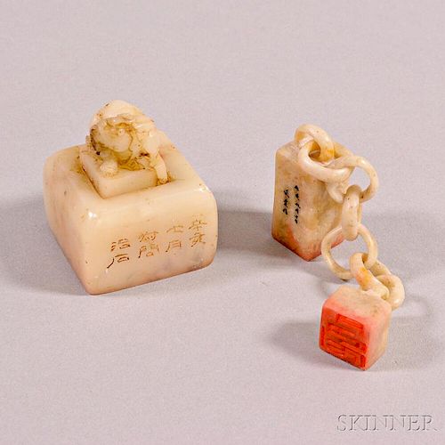 Two Carved Soapstone Seals