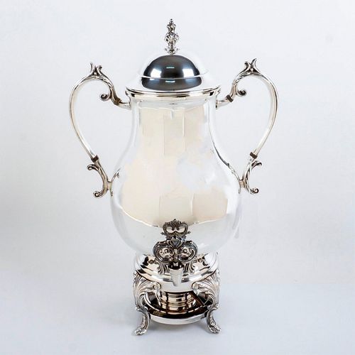Large Antique Silver Plate Coffee Urn with Burner