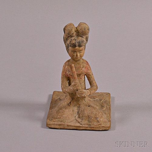 Pottery Figure of a Kneeling Female Musician