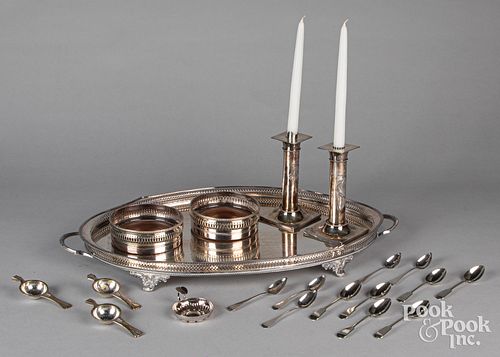Group of silver plate, to include a platter