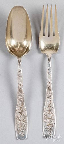 Sterling silver salad spoon and fork