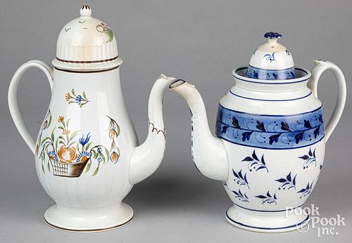 Two pearlware coffee pots 19th c.
