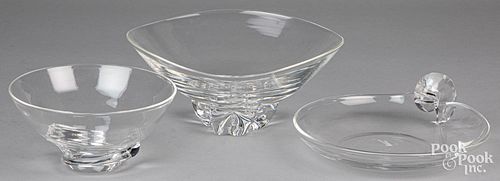 Three Steuben crystal bowls