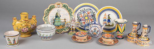 Group of Italian pottery, Quimper, etc.