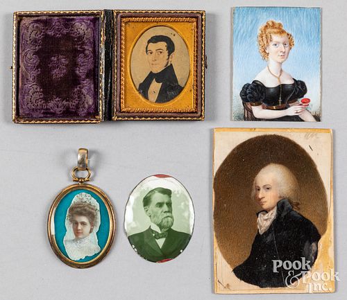 Five miniature portraits