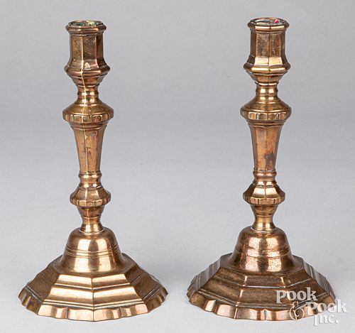 Pair of French bell metal candlesticks