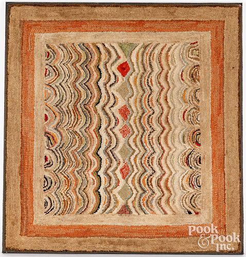 American wavy line hooked rug