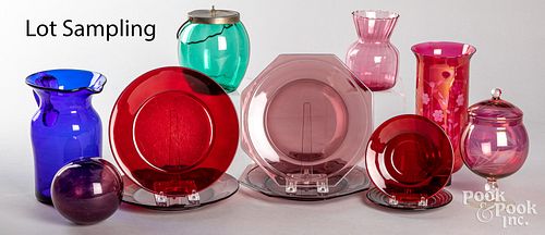 Colored glass tablewares.