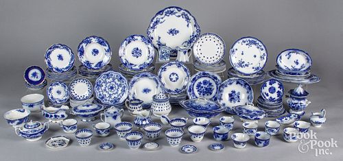 Large group of flow blue porcelain.