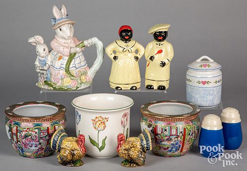 Decorative pottery and porcelain.