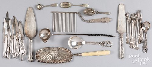 Silver plate and sterling handled flatware.