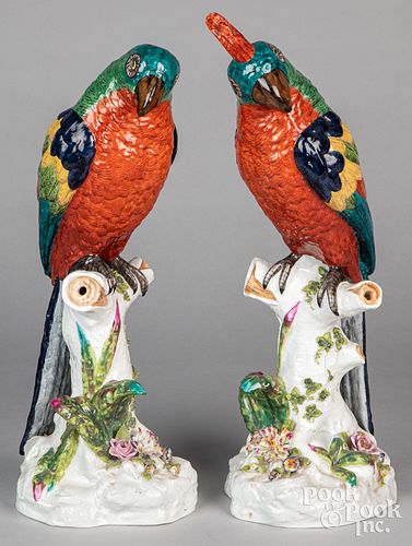 Pair of porcelain parrots