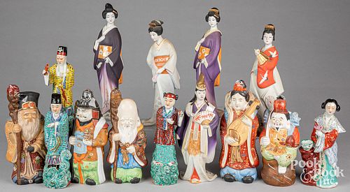 Chinese and Japanese porcelain figures and bottles
