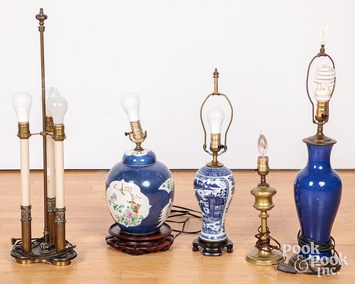Five table lamps