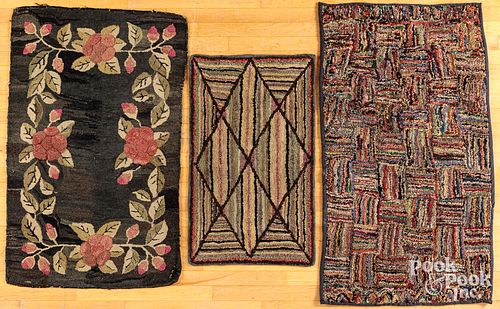 Three hooked rugs