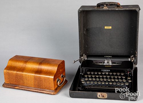 Early Corona typewriter &  Brunsviga calculator