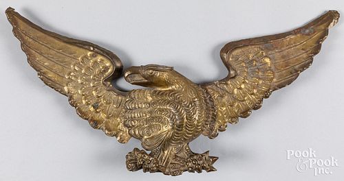 Brass and tin eagle flag holder