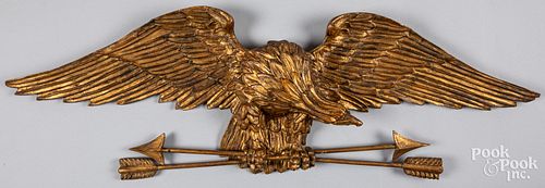 Carved and gilded eagle wall plaque