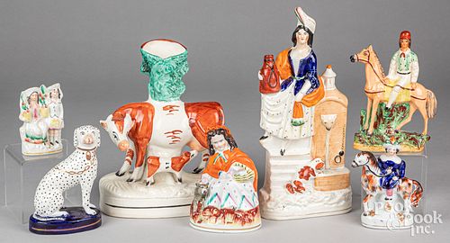 Staffordshire figures and spill vases