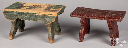Two painted footstools