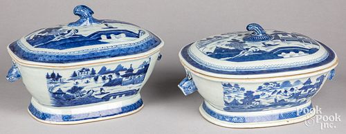 Two Chinese export Canton porcelain tureens