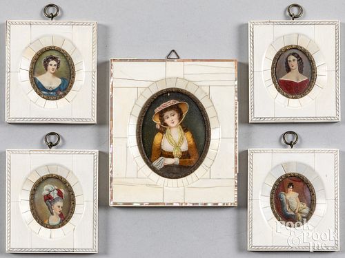 Five French miniature portraits