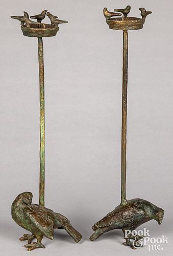 Pair of Llana Goor bronze pricket sticks