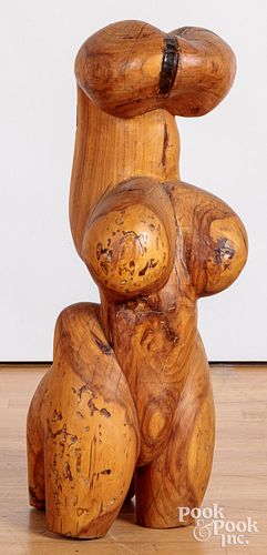 Carved wood female torso