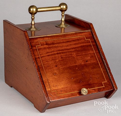 Mahogany coal scuttle and fireplace accessories