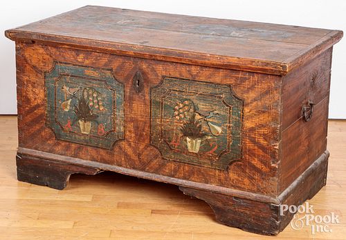 Continental painted pine dower chest