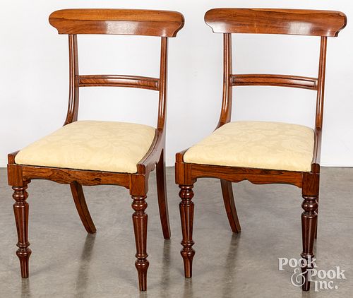 Pair of English rosewood dining chairs, ca. 1830.