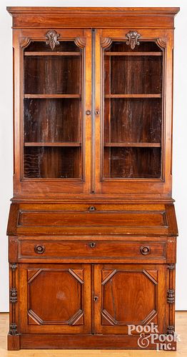 Victorian walnut desk and bookcase