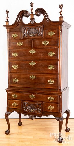 Chippendale style carved mahogany high chest