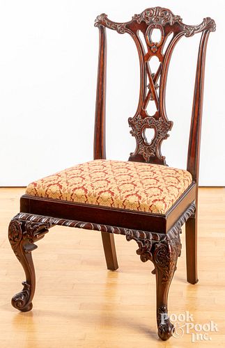 Chippendale style carved mahogany dining chair.