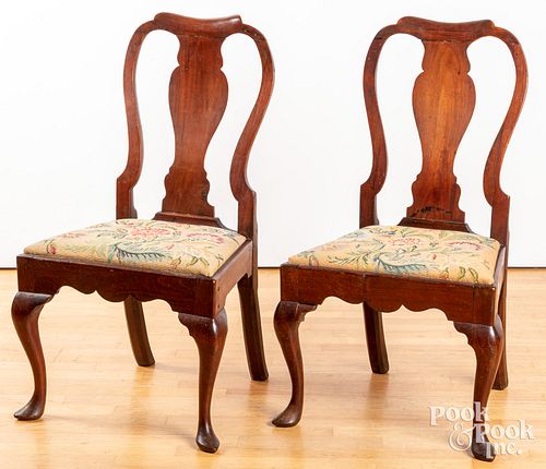 Pair of George II mahogany dining chairs