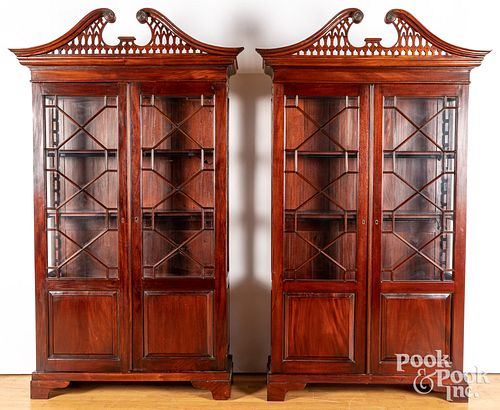 Pair of Chippendale style mahogany bookcases