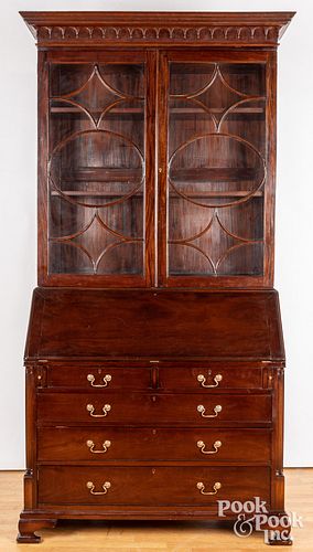 George III style mahogany secretary bookcase