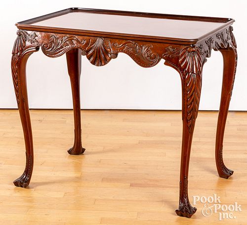George III style carved mahogany tea table