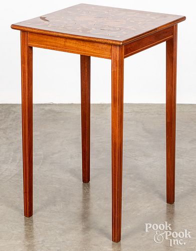 Marquetry inlaid mahogany end table