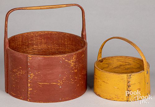 Two Shaker style painted carrying buckets