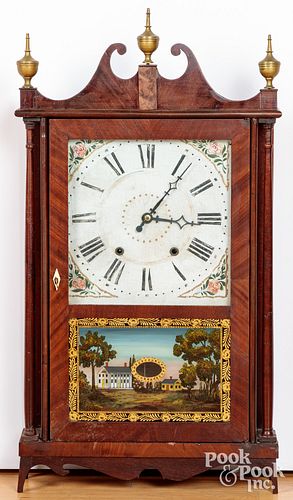M & E Blakeslee & Co. pillar and scroll clock