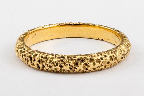 Vintage 18K Yellow Gold Brutalist Textured Ring